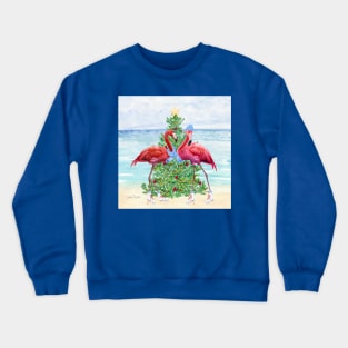 Coastal Christmas Flamingos A Crewneck Sweatshirt